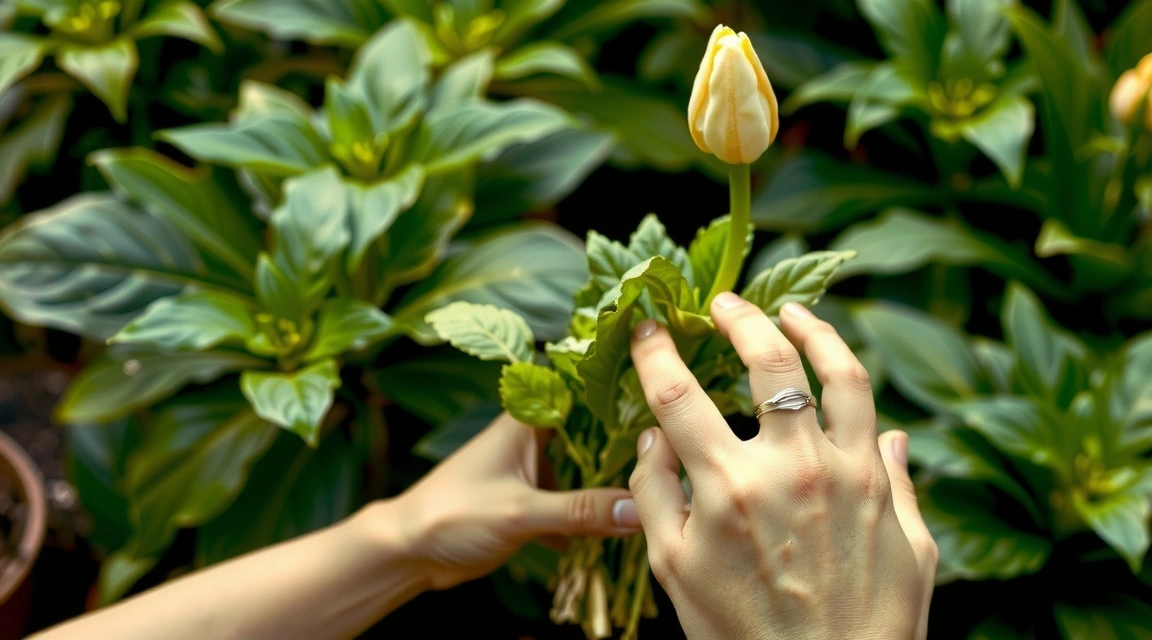 Mani che raccolgono ingredienti botanici freschi