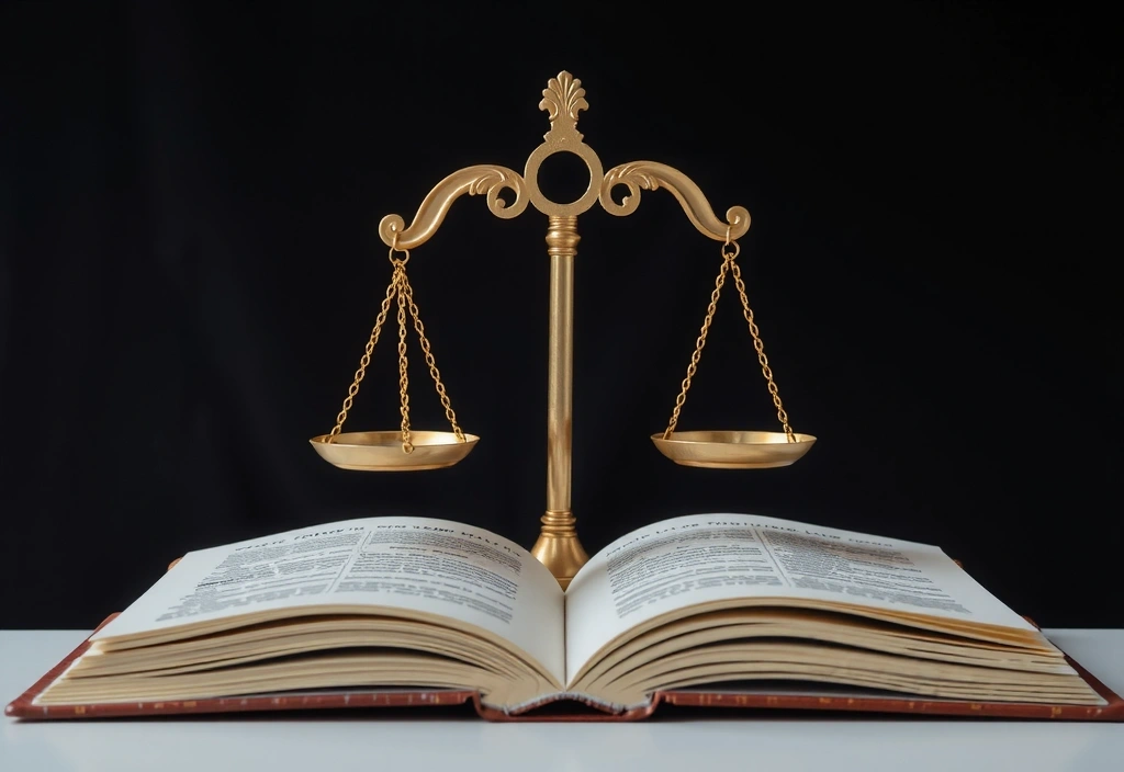 Bilancia della giustizia e libro, che rappresentano la legge applicabile