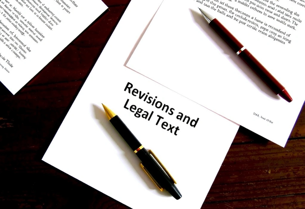 Penne e documenti su una scrivania, che simboleggiano revisioni e modifiche